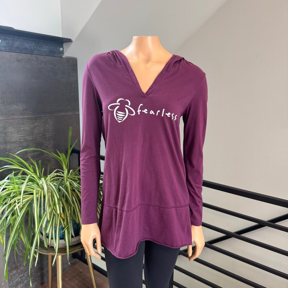 Bee Attitudes Womens Medium Purple Bee Fearless Lightweight V-Neck Tunic Hoodie